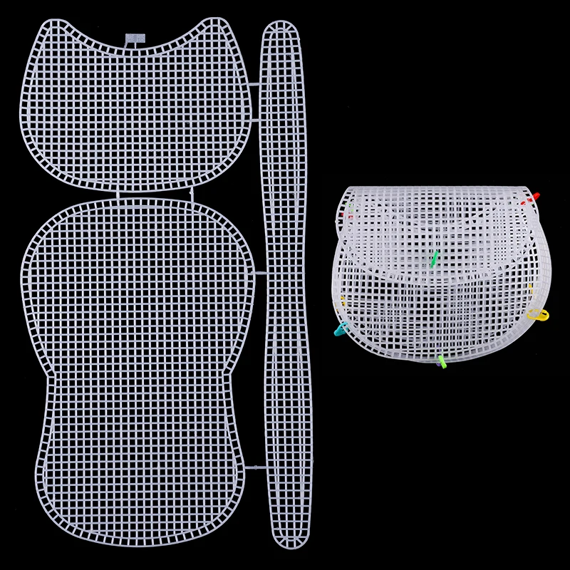 Knitting Weaving Plastic Mesh Sheet DIY Sewing Woven Bag Accessories with Needles Ribbon/Wool/Yarn Bag Sewing Craft Supplies