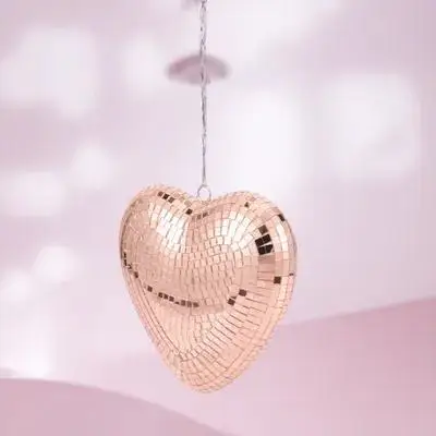 Décoration de fête en forme de boule disco avec cœur suspendu, surface miroir réfléchissante, ornement pour mariage, boîte de nuit, bar, accessoires de fête de mariage