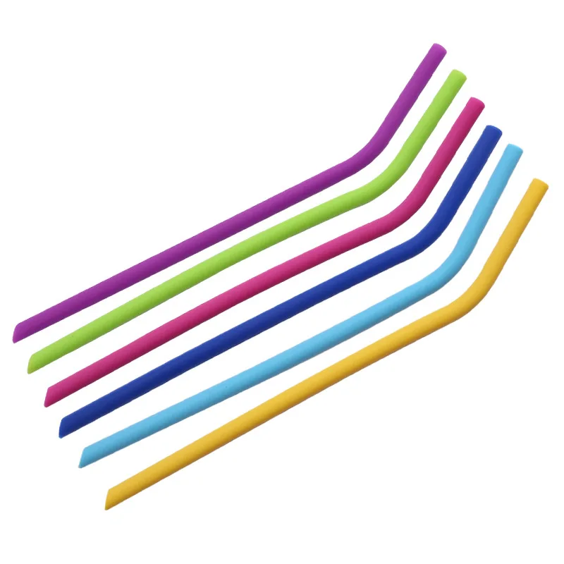 6 pcs 6 Different Colors Silicone Straw 9.6 inch Reusable Drinking Straw BPA Free Food Grade Straws For Tumbler Portable Outdoor