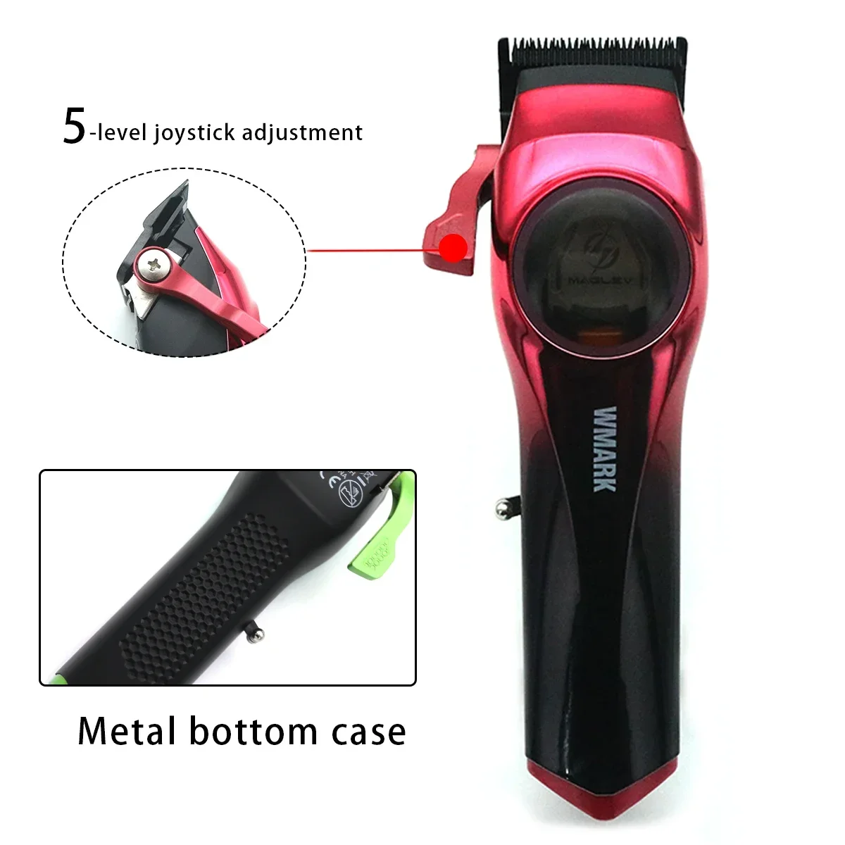 WMARK 9009 Professional Hair Cutting Machine Men's 9000RPM Magnetic Motor DLC Blade Full Metal Display Hair Clipper Hair Trimmer