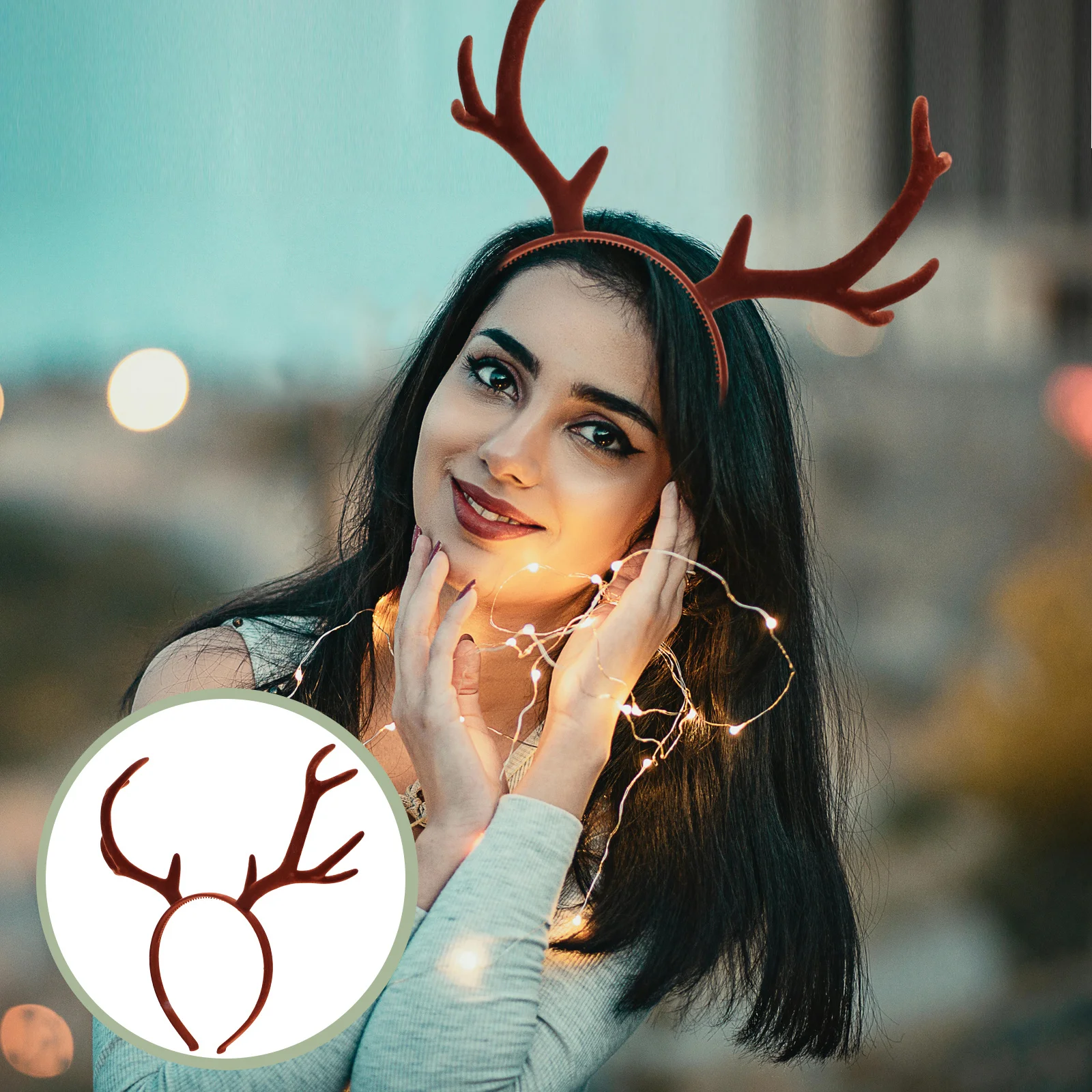 

Antler Headband For Women Black Pvc Elk Horn Hair Band Lightweight Halloween Christmas Party Cosplay Accessory Festival