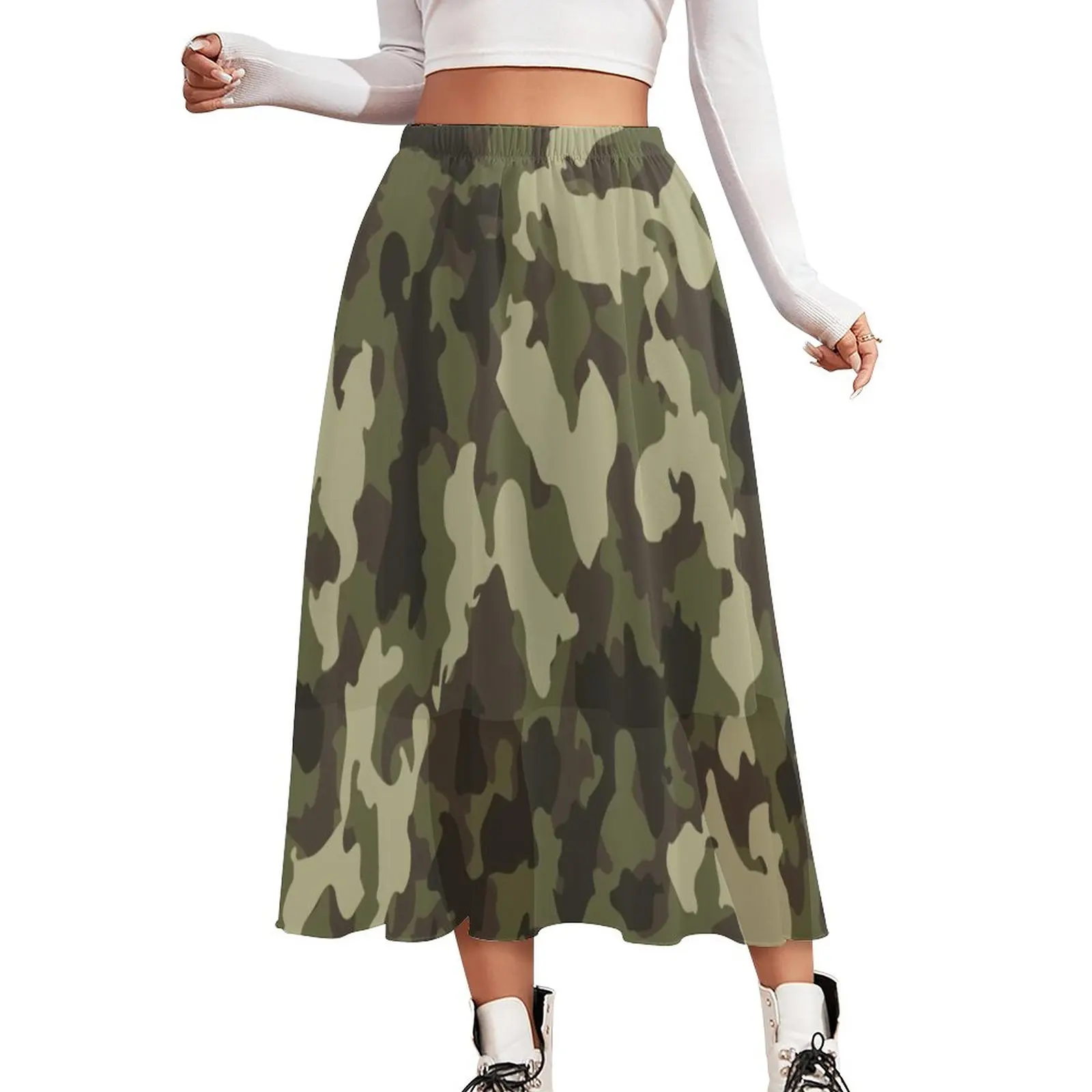 

Army Camo Skirt High Waist Cool Camouflage Street Wear Casual Skirts Female Kawaii Boho Skirt Summer Print Oversized Clothing