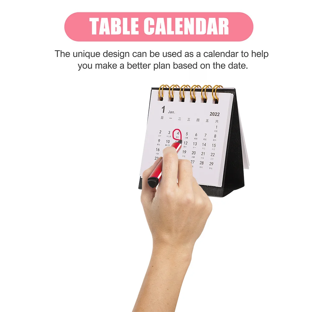 

2Pcs Practical Desktop Calendar 2022 Mini Table Calendar Clear Printing Rich Content Home Office Decor Office Stationery