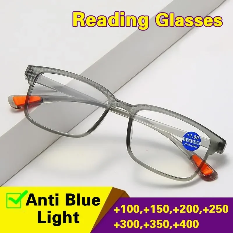 Modische Anti-Blaulicht-Lesebrille für Männer und Frauen, transparente Retro-Vollformatbrille, brechungsstarke + 1,0 bis + 4,0