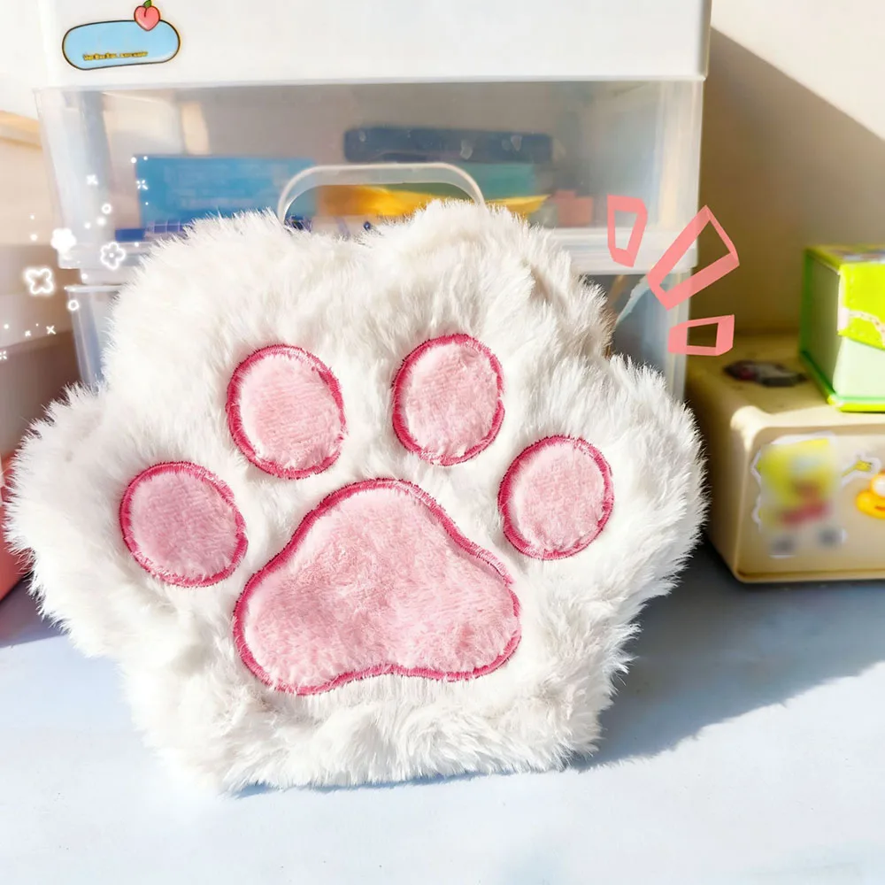 3 Inch Kawaii Cat Paw Photocard Binder – 20 Pages Plush Cover Kpop Idol Photo Collect Book for Girls