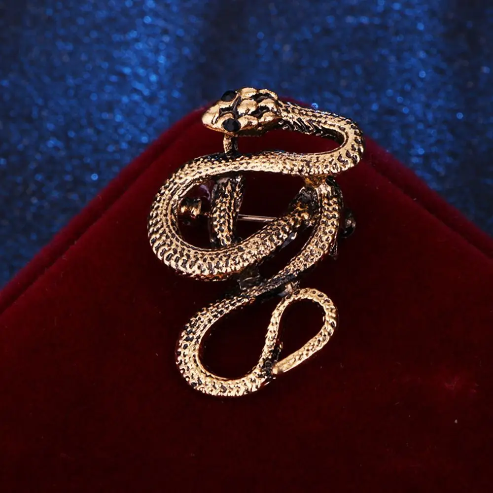 Vintage Rhinestone Temperamental Alloy Ceremony Banquet Snake Fashion Jewelry Men Brooch Korean Style Brooch Clothing Accessory