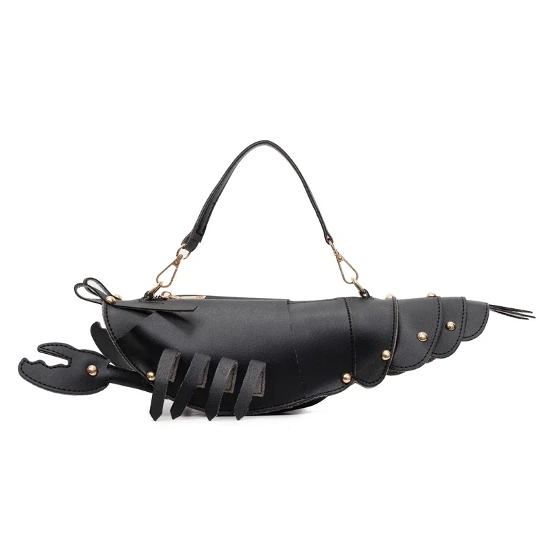 Fashion Solid Color PU Zipper Commuting Sweet Crossbody Bags 2026 High Quality Lobster Shape Niche Rivet Ladies Shoulder Bags image 6