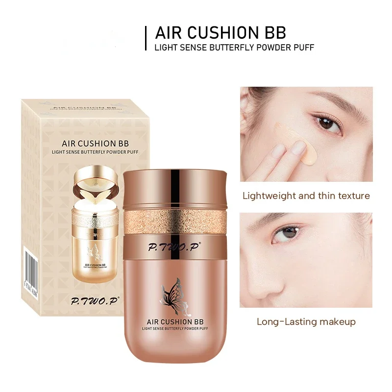 Air Cushion BB Cream Butterfly Powder Puff Moisturizing Foundation Face Concealer Whitening Oil-control Waterproof Korean Makeup