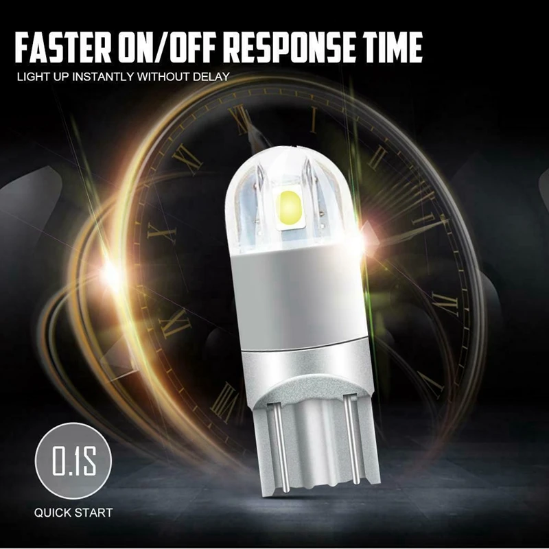 10Pcs 6000K Canbus T10 168 194 W5W Dome License Side Marker LED Light Bulb White