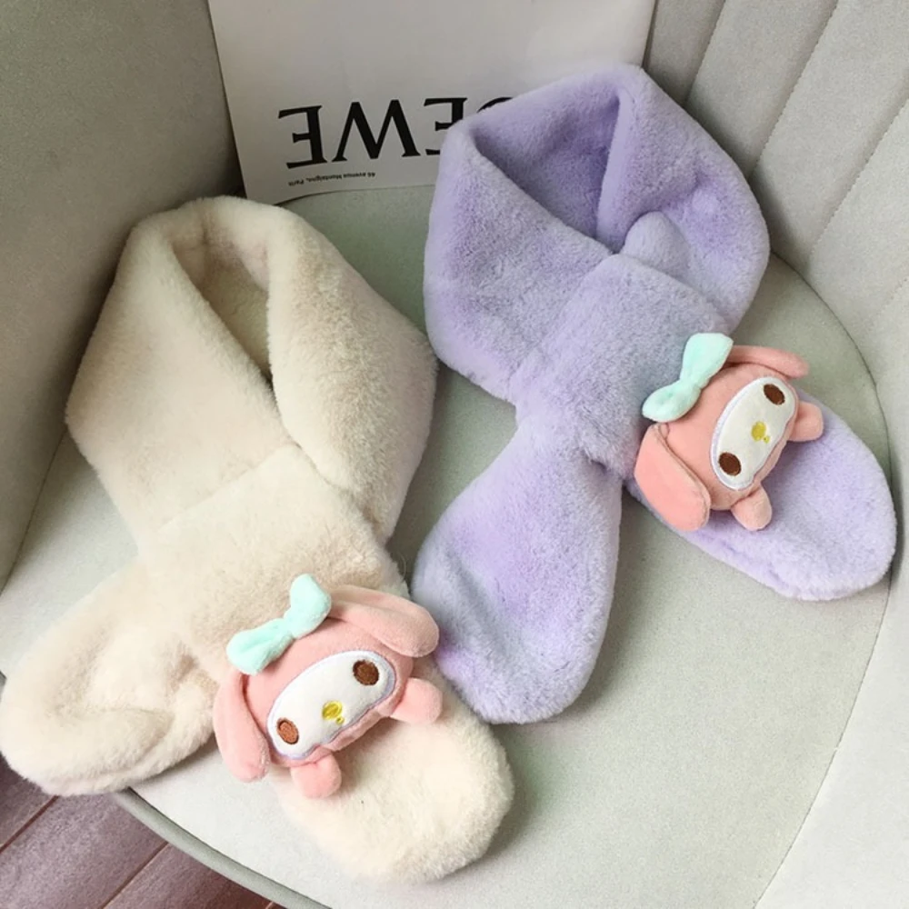 

Winter Baby Scarf Cartoon Anime Fleece Lined Thickened Baby Shawl Warm Stylish Solid Color Warm Supplies Girl's Gift Miniso