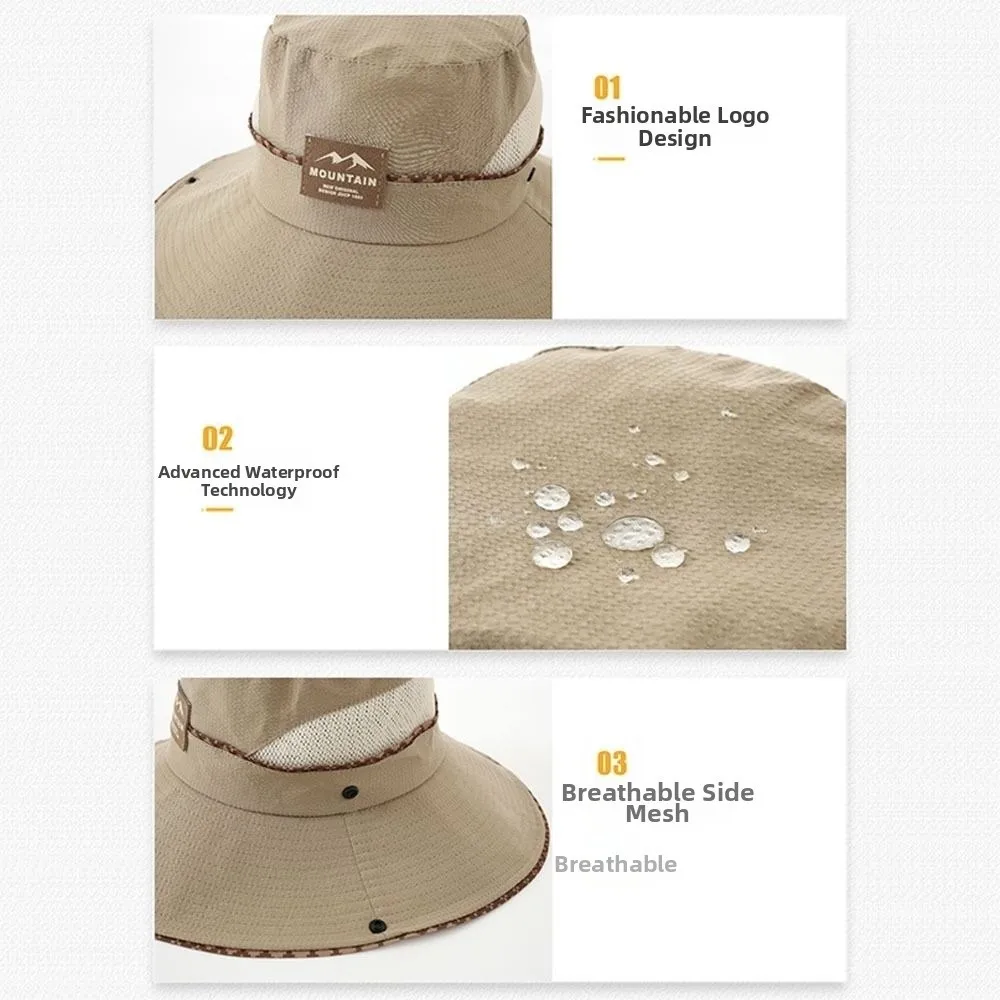 Portable Wide Brim Sun Hat Sun Protection Waterproof Fisherman Hat Breathable Quick-drying Camping Hiking Caps Outdoor