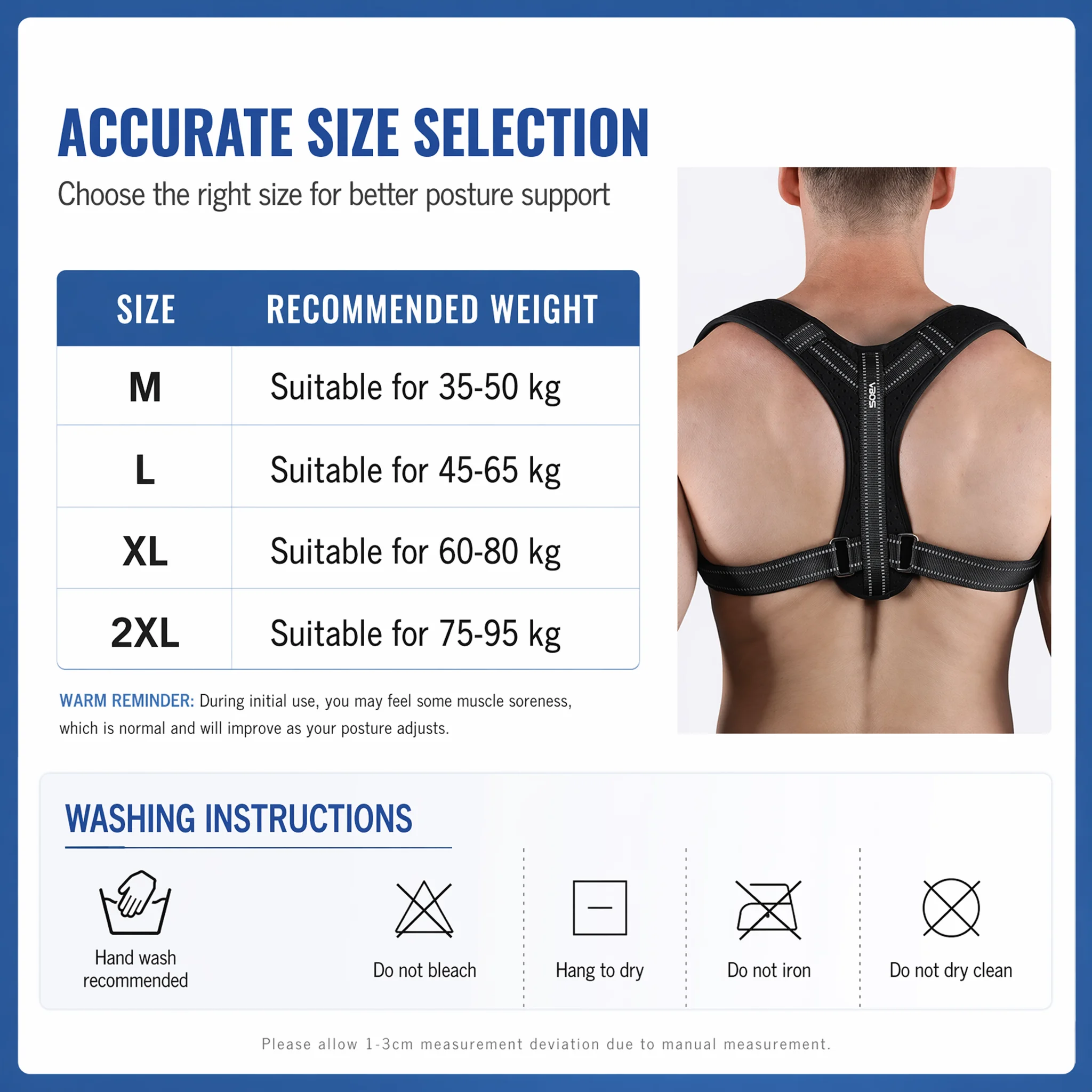 VBOSI Back Posture Corrector Belt Unisex Breathable Adjustable Hunchback Prevention Sitting Posture Correction Body Shaping view 6