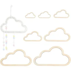 7pcs 7 Sizes Wooden Cloud Outline Cloud Macrame Frame Wood Hoop Rings Macrame Art Frame Weaving Macrame for DIY Craft Making