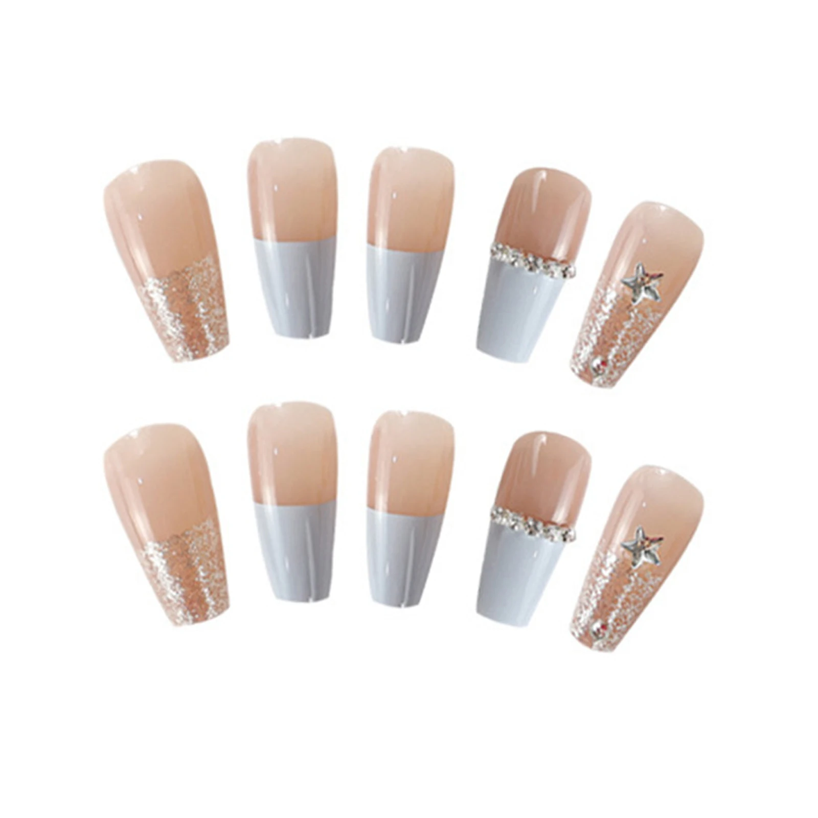 Einfach zu bedienen gepresste falsche Nägel haltbare französische falsche Nägel stilvolles Design natürlich aussehendes Ergebnis Nagel chips kurze Nagel maniküre