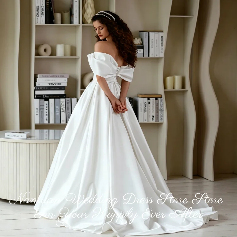 Home Studio Portrait Wedding Dress 2026 Hidden Side Pocket High Split Lace Up Back Split Open Back Vestidos De Novia Customized