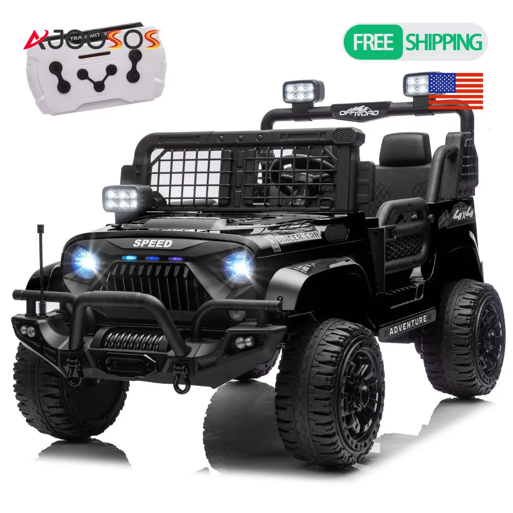 24V 2륜 구동 어린이용 전동차, 3단 속도 조절 가능, LED 헤드라이트, 4륜 충격 흡수, USB/MP3 충전식 전동 장난감 자동차 (3세 이상)