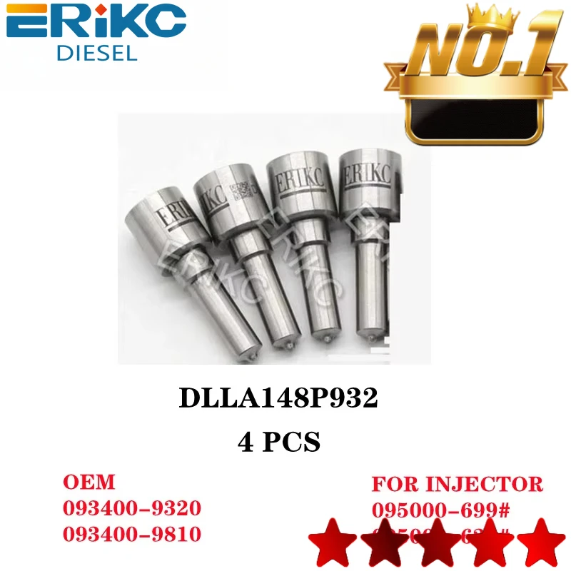 

ERIKC 4 Pcs DLLA148P932 Spray Nozzle DLLA 148 P 932 OEM 093400-9320 For 095000-624# 16600-VM00D 095000-6240 095000-6241