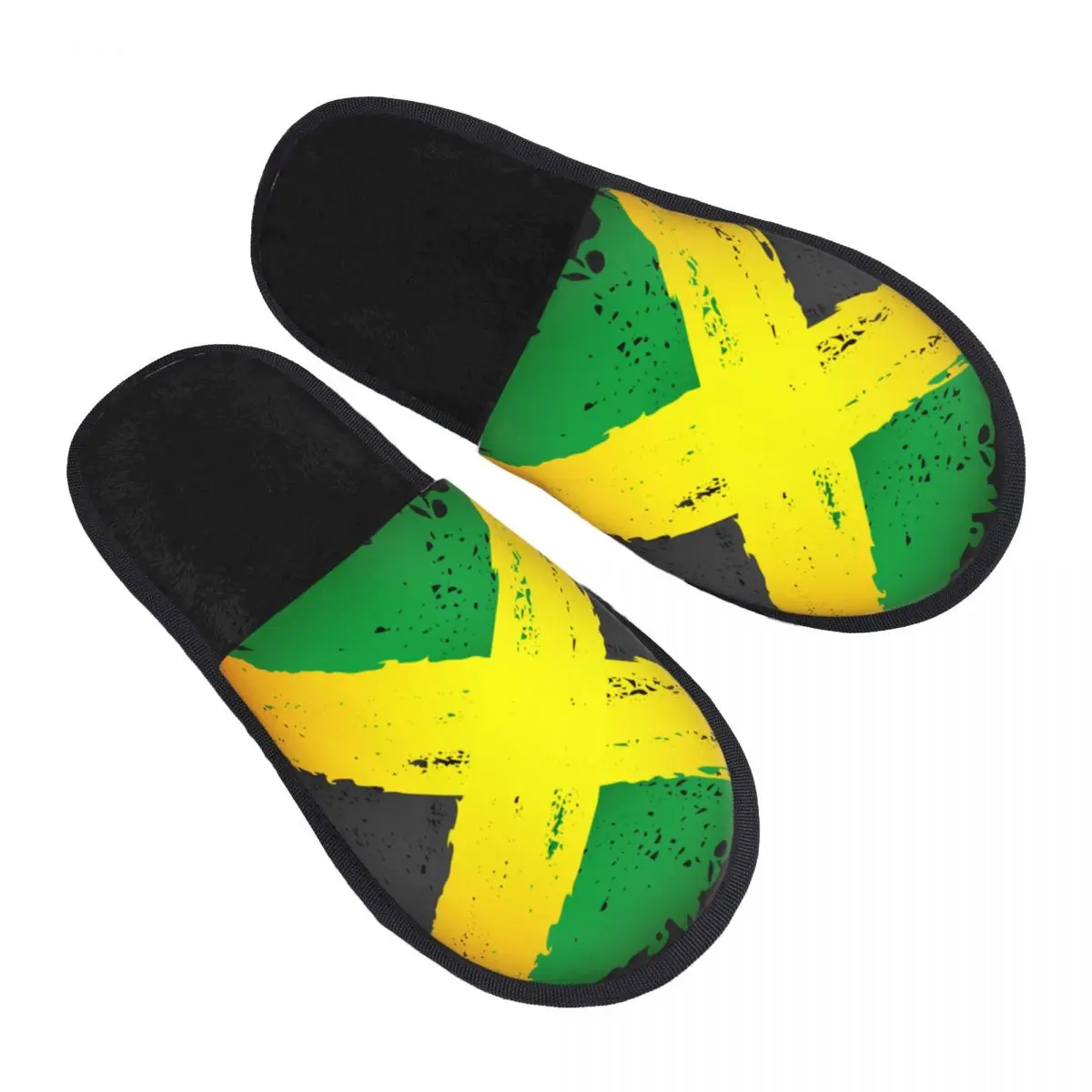 Zapatillas de casa con bandera de Jamaica para interiores, pantuflas de felpa cálidas para invierno, pantuflas suaves y esponjosas para el hogar a la moda