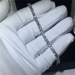 Braccialetto da Tennis con taglio rotondo alla moda bracciale da laboratorio con diamanti riempiti in oro bianco per accessori da sposa da donna