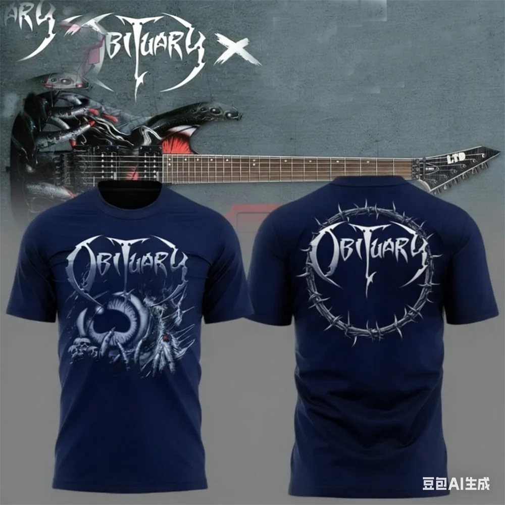 Summer men's T-shirt New Rock Obituary Band skulls Print T-shirt Men Women Fashion Oversized Short Sleeve Tshirt Graphic T-shirt view 5