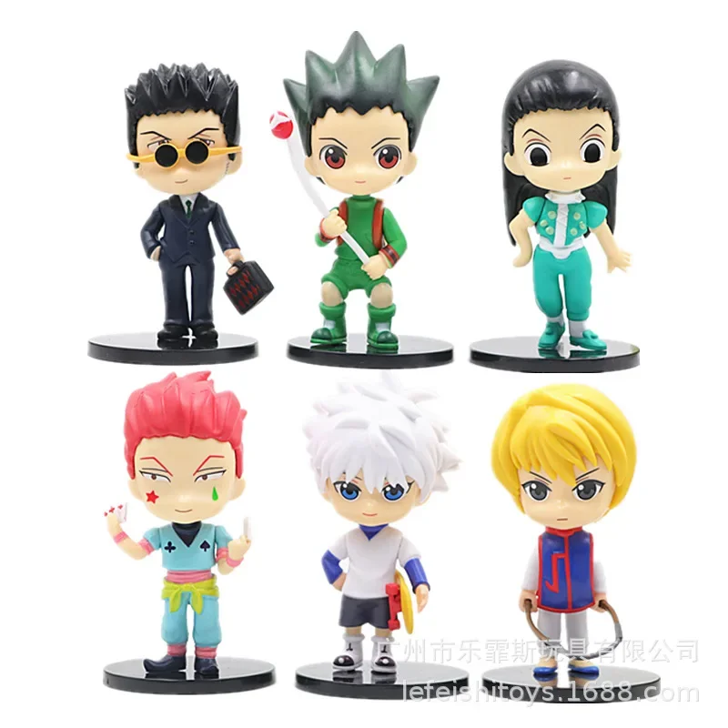 6pcs/set Anime HUNTERxHUNTER Killua GON Q Version Standing posture Action Figure PVC Model Twisted Egg Toys Doll Desk Decor Gift