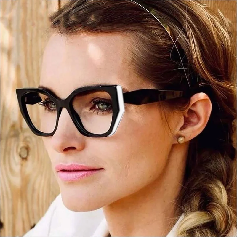 TR90 Transparent Glasses Frame Women Fashion Clear Lens Anti-Blue Light Ooptics Computer Eyewear Cat Eye Decorative Glasses