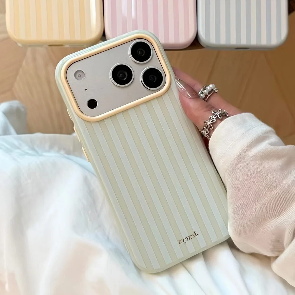 Luxury Korean Fashion Stripes Candy Color Soft Phone Case for iPhone 18 17 16 15 14 13 12 Pro Max 16E Shockproof Silicone Cover view 5