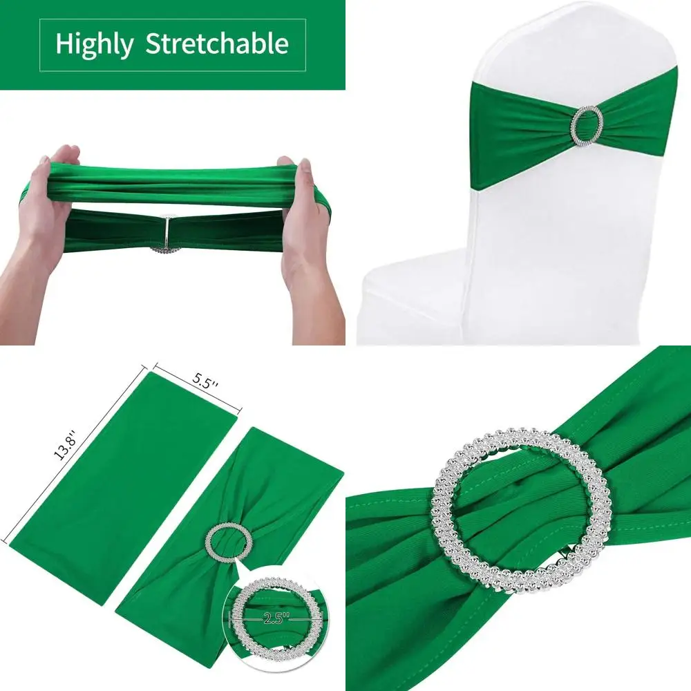 

100 шт. зеленых чехлов для стульев из спандекса с застежками-слайдерами для свадебного и праздничного декора
