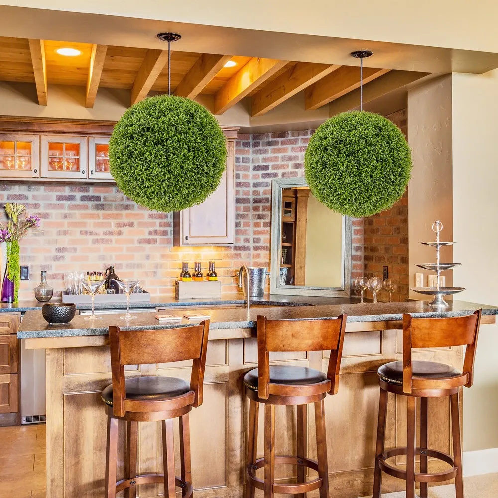 

2 PCS 20'' Faux Boxwood Topiary Balls w/ Sun-Protective PE Leaves Indoor Outdoor