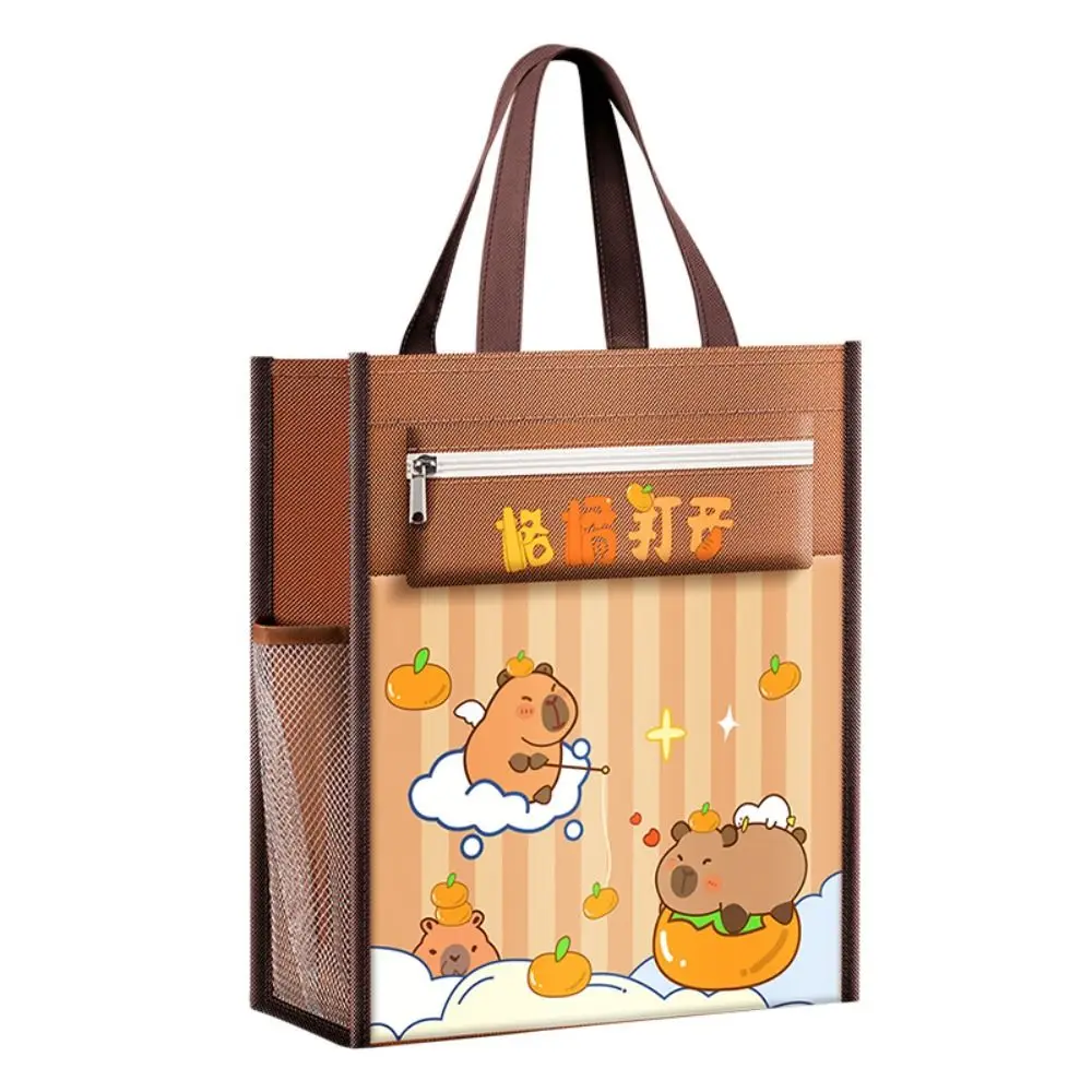 Multifunction Large-capacity Tote School Bag Five-layer Canvas Tutorial Bag Capybara A4 File Bag boys girls