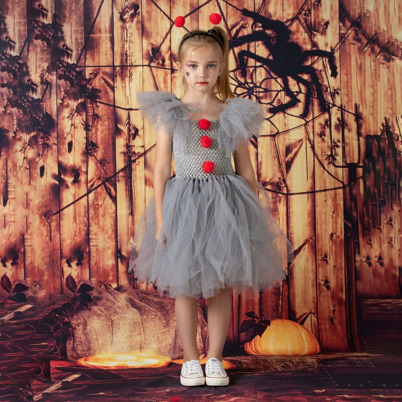 

Halloween Clown Costume Children's Tulle Princess Tutu Dress for Girls Christmas Carnival Party Stage Performance Costume