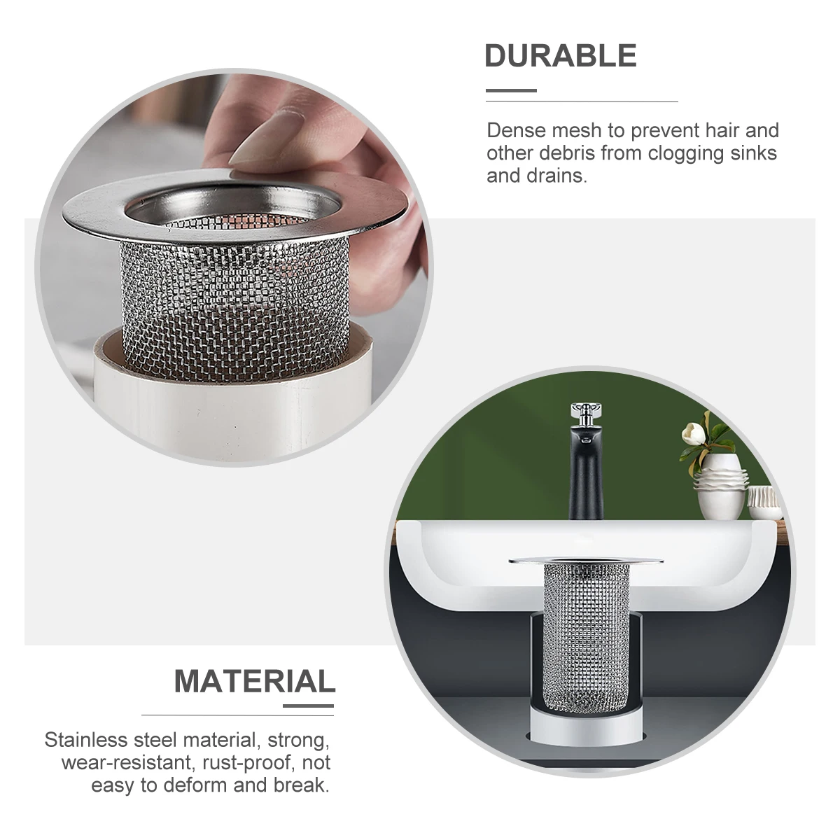 

Sink Mesh Strainer Stainless Steel Debris Drain Filter Basin Drainer Anti Clog Hair Tea Leaves Strainer Stainless Sink Filter
