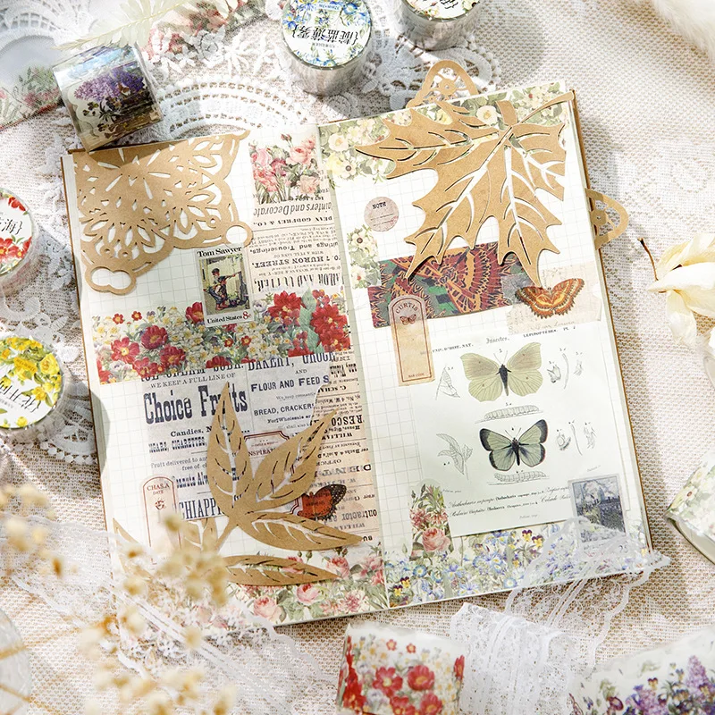 Four Seasons Garden Masking Washi Tape Vintage Flower Plant Decorative Adhesive Tape Diy Scrapbooking Sticker Label Stationery