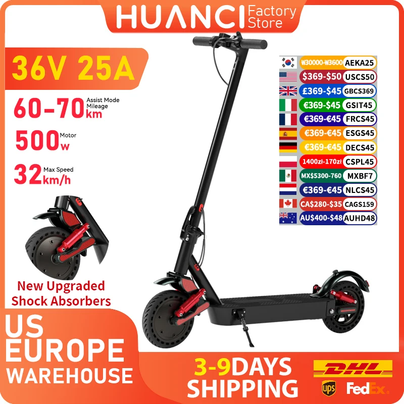 

HUANCI D06 500W electric scooters e scooter adult 36V25AH escooters foldable 32KM/H 8.5 inch electric kick scooter electric