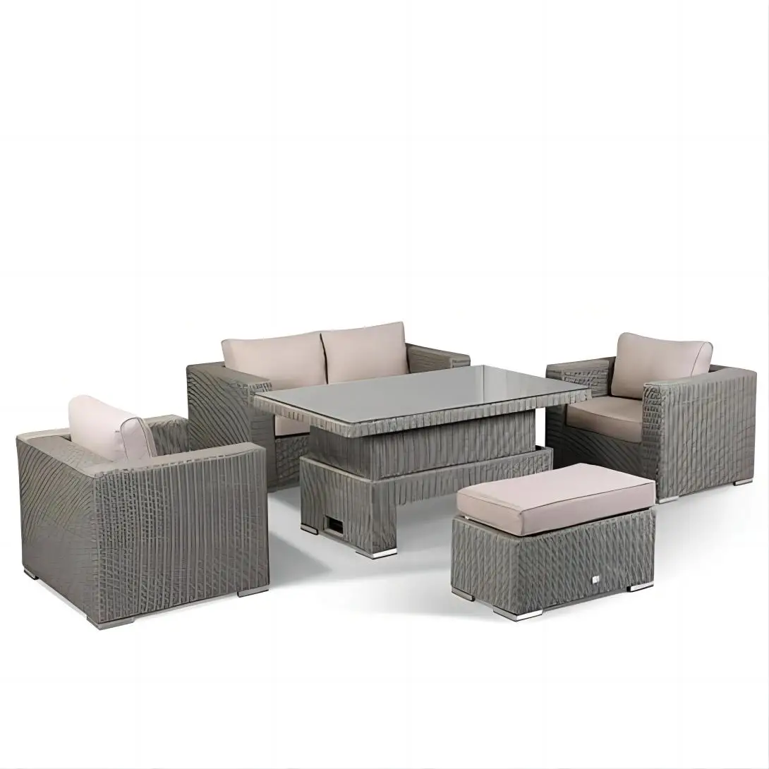 

High Quality Wholesale Garden Sofa Set 7 Seat Garden Furniture Round Rattan Combination Sofa With Lift Table