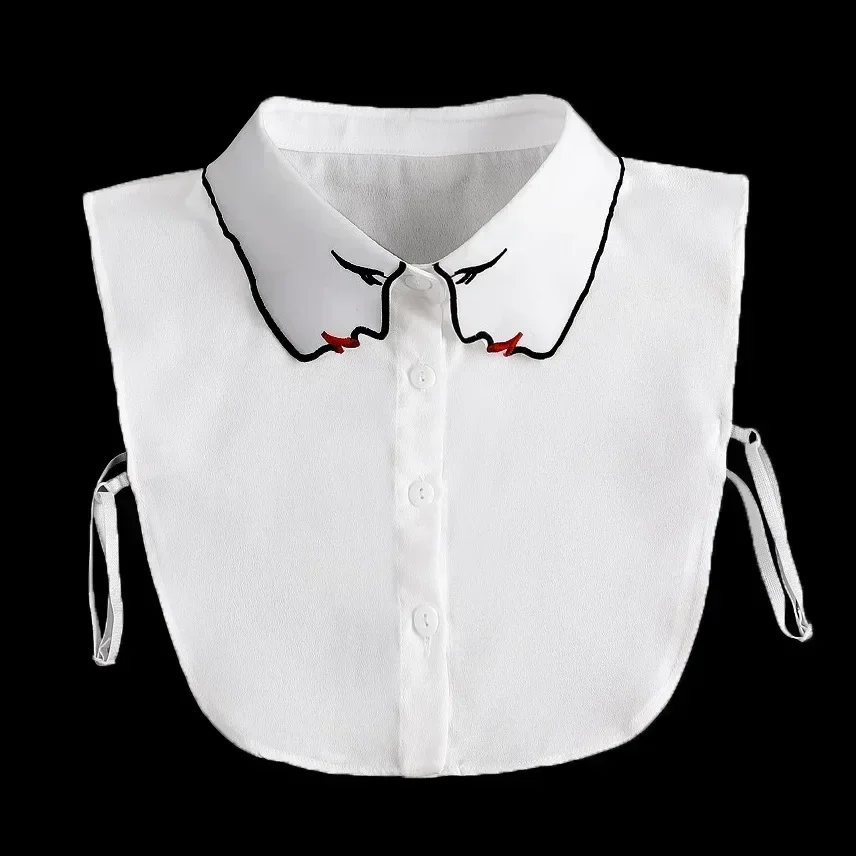 Formal False Collar Women Embroidery Faux Col Half Shirt Blouse Fake Collars Sweater Shirt Detachable Collars Accessories