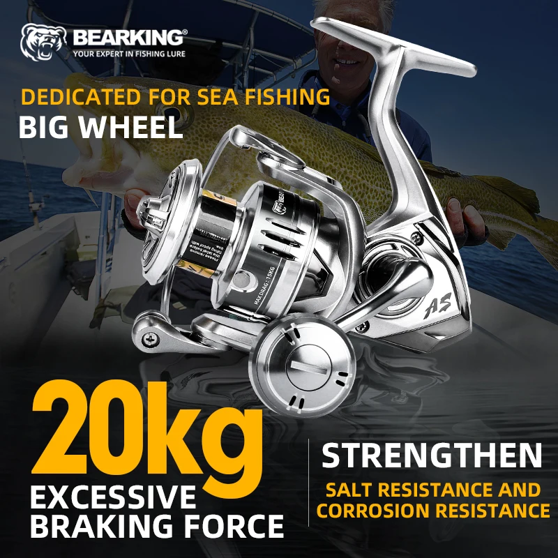 Bearking Saltwater Water Proof Spinning Reel Max Drag 20kg 1000-6000 9+1BB Spinning pesca Reel Fishing Accessories