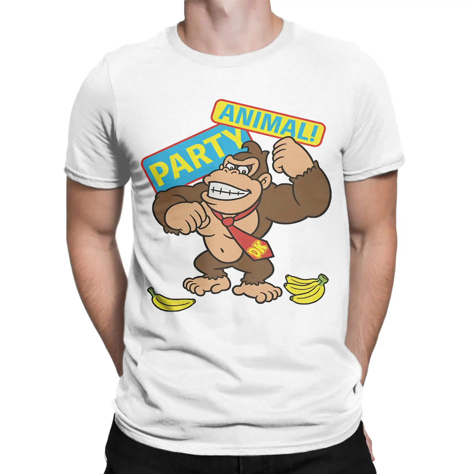مضحك دونكي كونغ حزب بلايز الرجال Crewneck قصيرة الأكمام الأعلى المحملة القطن الصيف الأعلى المحملة