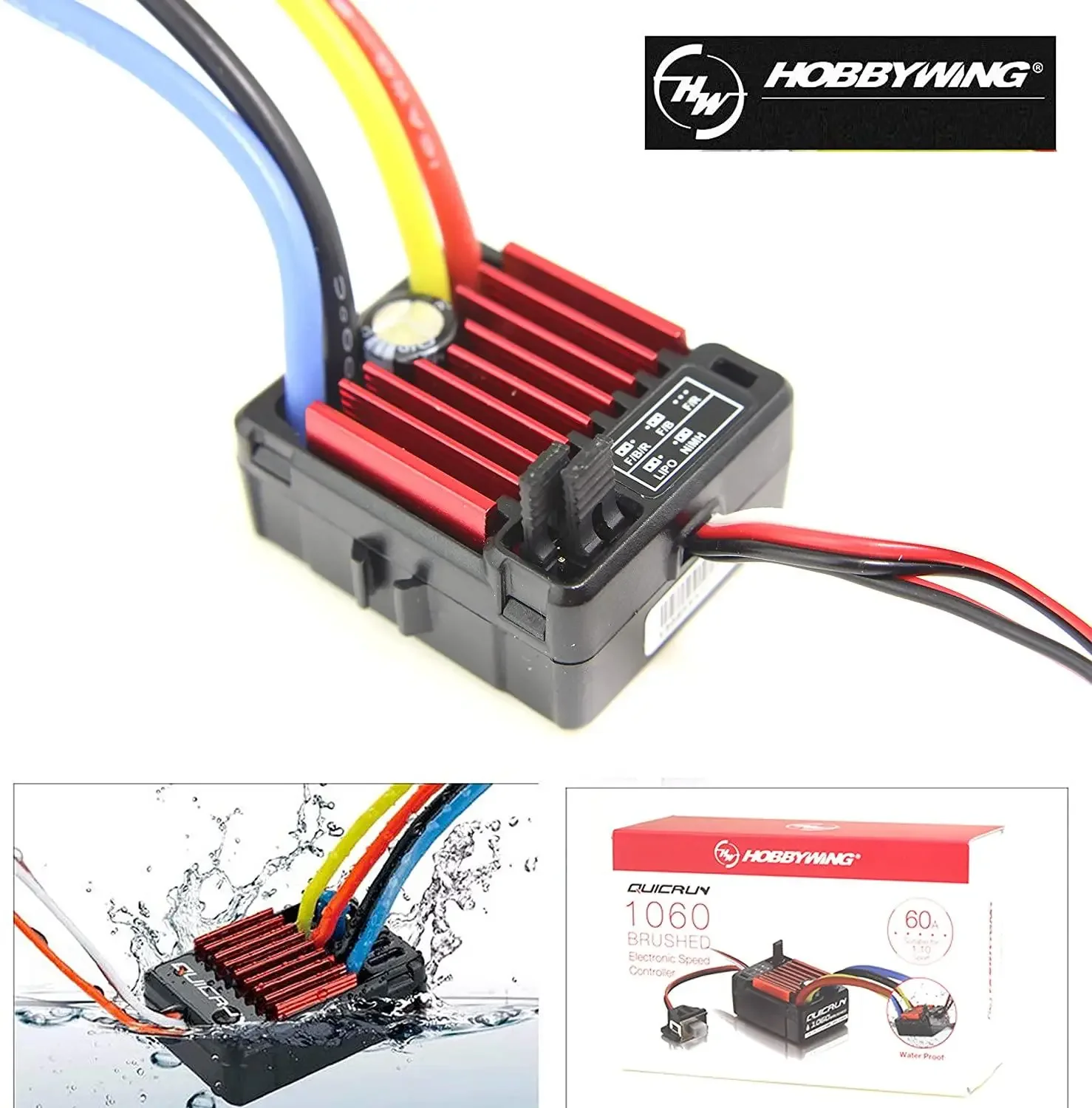 HobbyWing QuicRun 1060 60A 80A Car ESC 1/10 Waterproof Brushed Electronic Speed Controller RC Car Waterproof ESC 1060