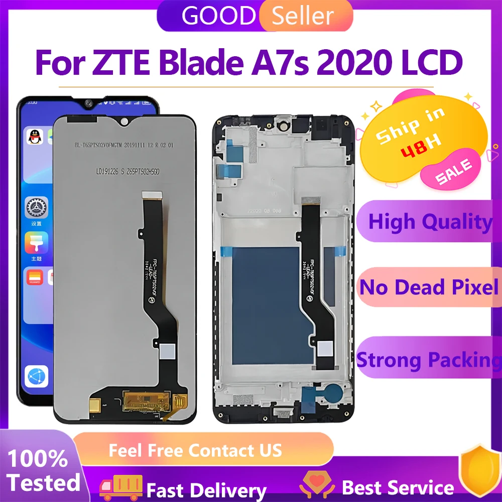 

Original LCD For ZTE Blade A7s 2020 A7020 A7020RU LCD Display Touch Screen Digitizer For ZTE BLADE A7S 2020 LCD With Frame