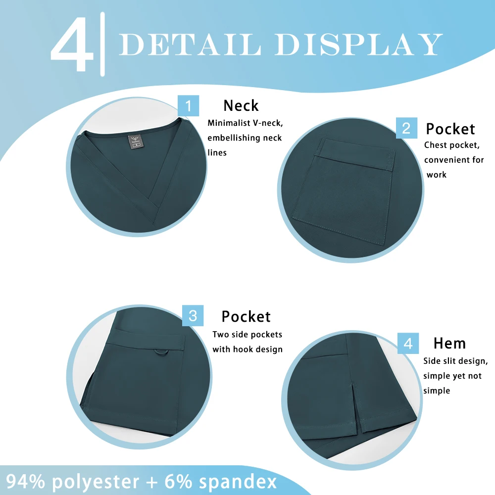 새로운 메디코 치과 의사 작업복 외과 유니폼 여성 남성 스크럽 탑 바지 의료 임상 의류 의사 간호사 간호 의류