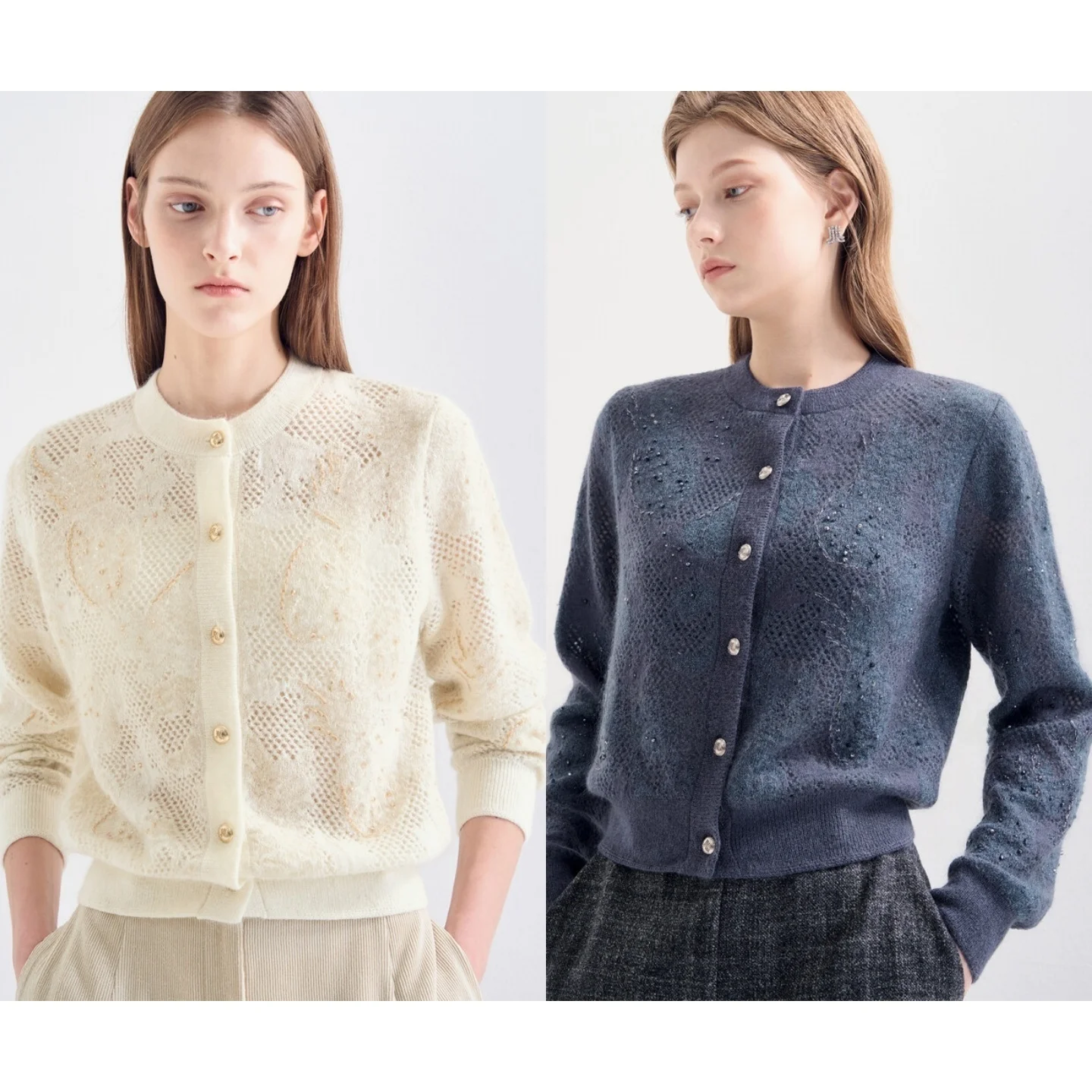 

Heavy Embroidery Knitted Sweater round Ne Hollow out Commute Versatile Woolen Knitted irt Korean Sle Loose Fit Long Sve