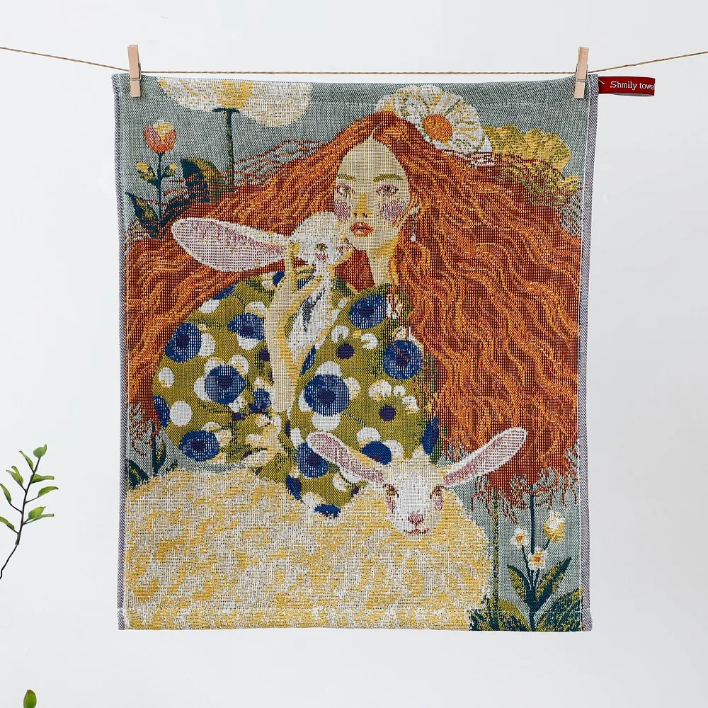 34x40cm Large Hand Towel Cartoon Quick Dry Pure Cotton Dish Cloth Decorative 4 Layer Cotton Gauze Kitchen Towel Home Restaurant