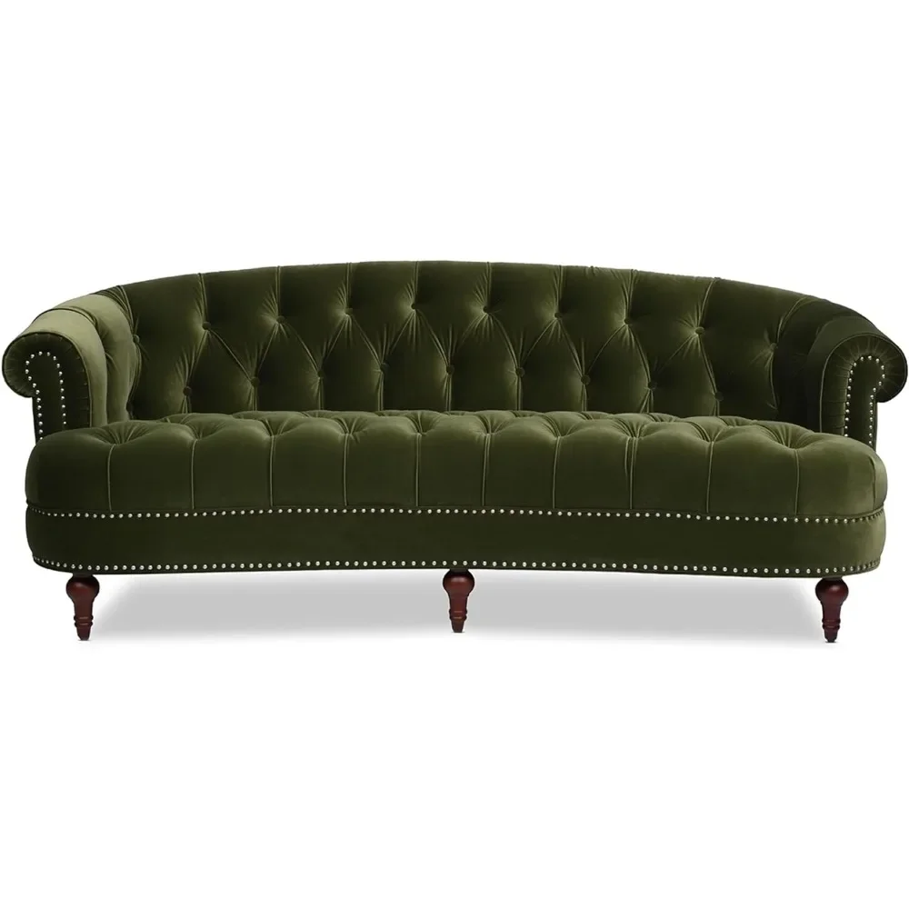 

La Rosa Victorian Chesterfield Tufted Sofa, Olive Green Performance Velvet