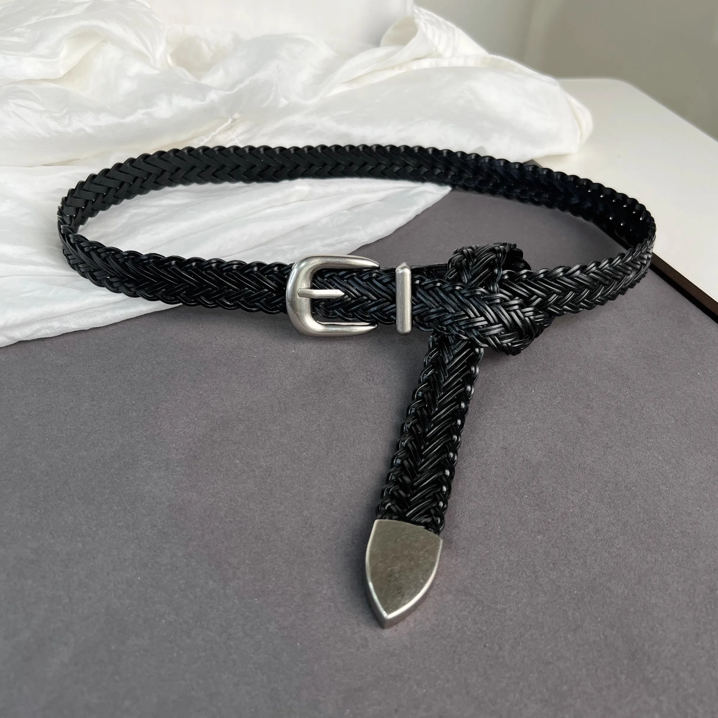 المرأة موضة الفضة مشبك محبوك مشد الإناث Cummerbund معطف حزام فستان Decration حزام عريض J1492