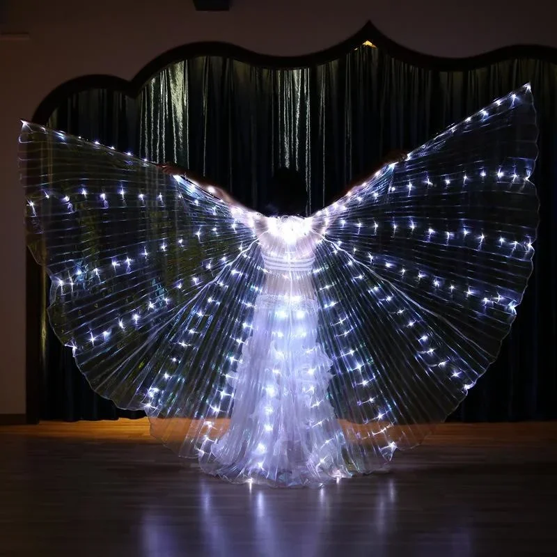 LED Luminescent Butterfly Wing Colorful Cloak Adult Children Dancers Luminous Stage Performance Belly Dancing Party Photo Prop