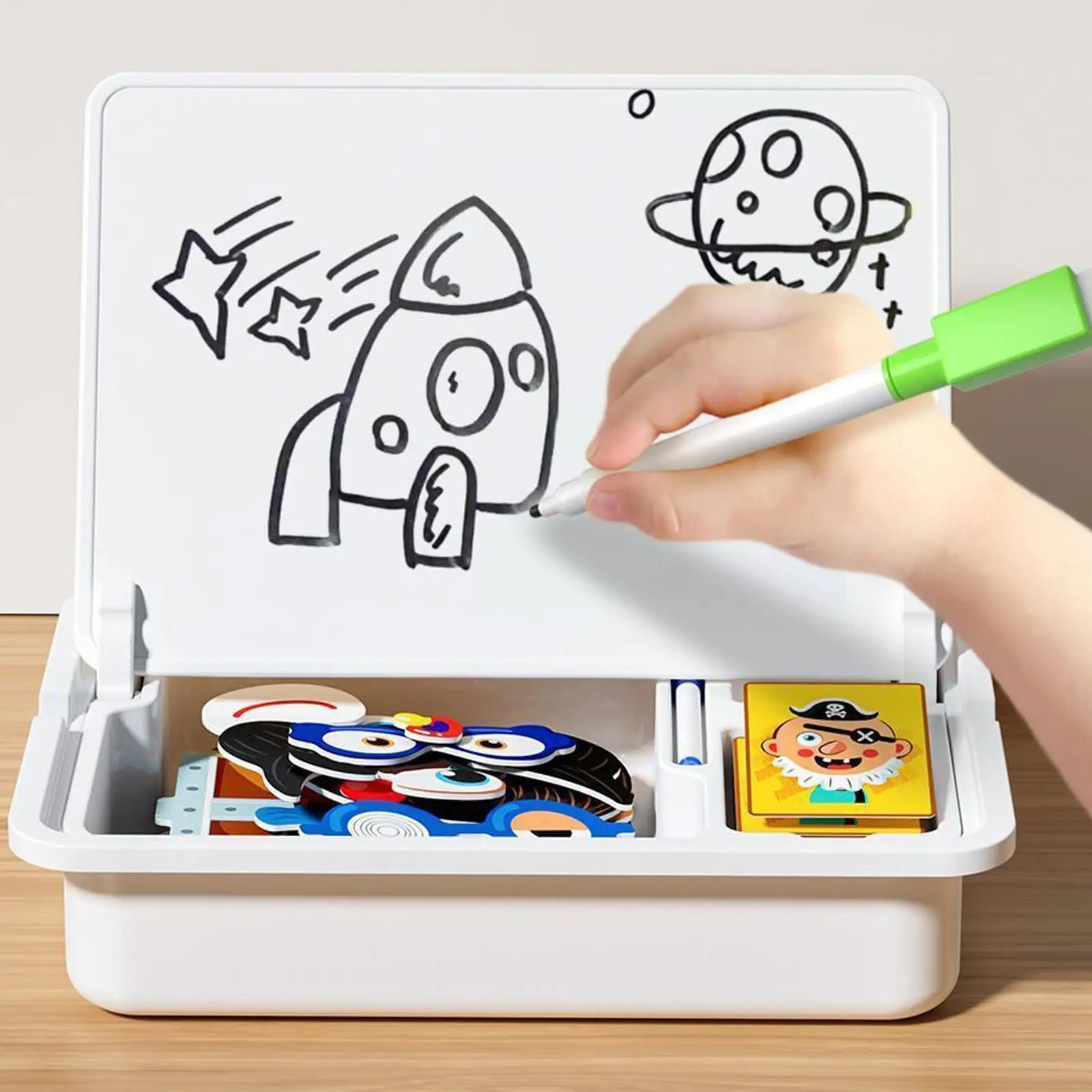 

Magnetic Dress Up Puzzle Creative Face Dress Up Games Double Sided Learning Educational Toys With Write Board And Pen For Boys