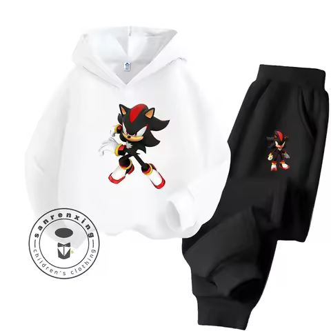 2025 Fashion Sonic 2D Cartoon Printed Hoodie Set For Kids Teens Boys Girls Casual Hot Sale Autumn Winter