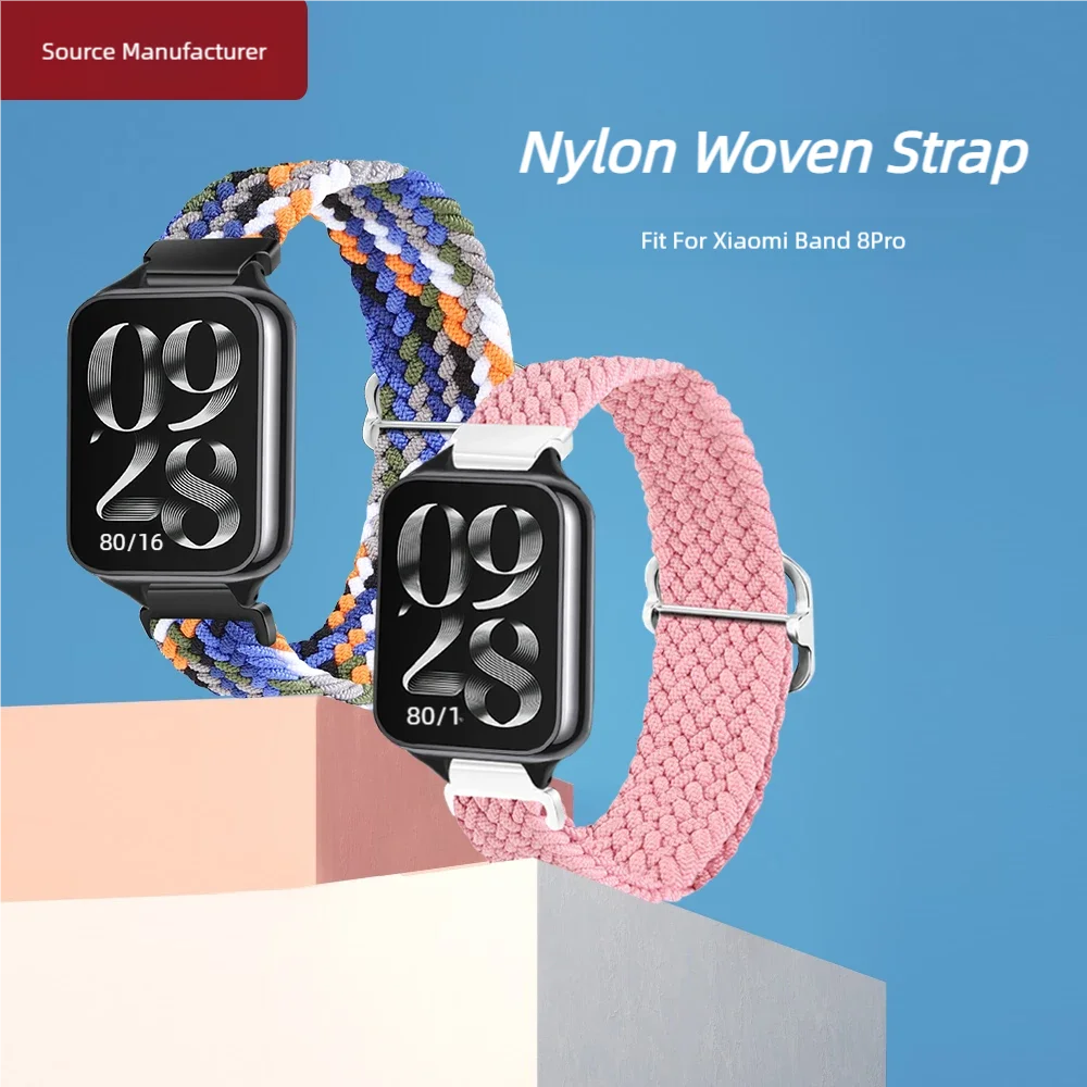Return Braided Slide Buckle Strap For Xiaomi Mi Band 8Pro/9Pro Redmi Band 4 Quick Release Hard-wearing Nylon Adjustable Unisex