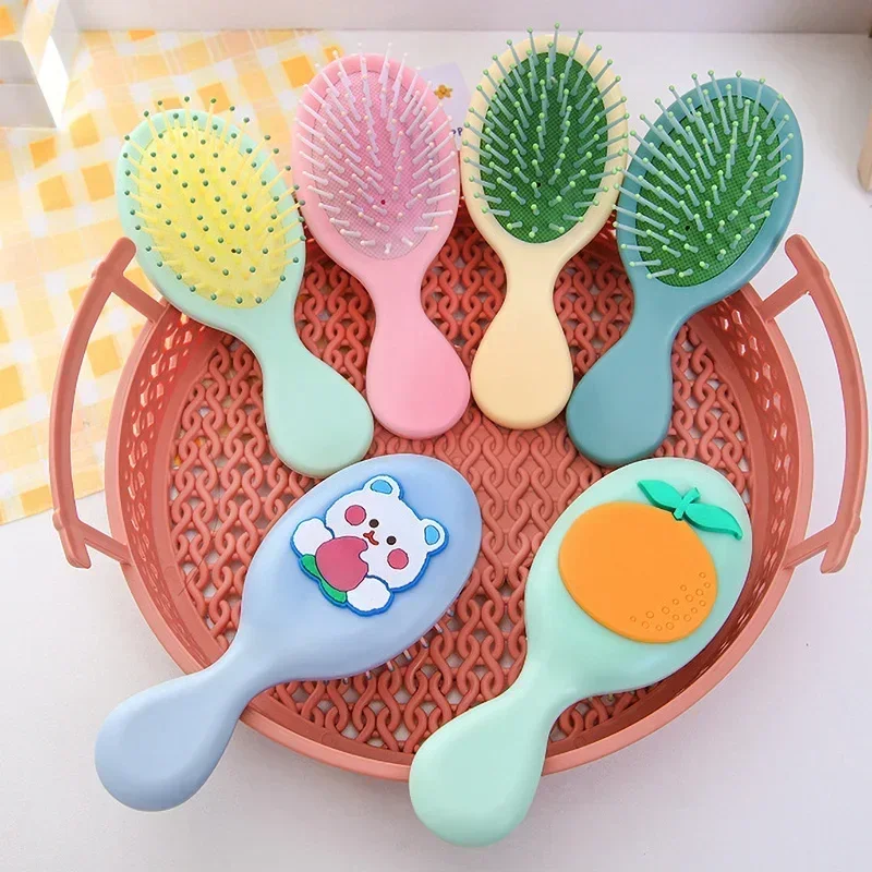 Mini Portable Small Massage Untangling Hairbrush Cute Cartoon Air Cushion Anti-screw Hair Brush Comb for Girls Things Care Tools